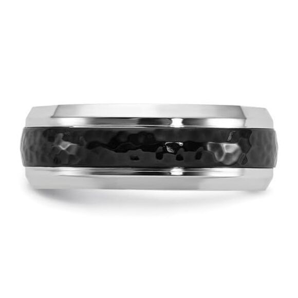 Chisel Cobalt Polished with Hammered Black IP-plated Center 8mm Band - Picture 8 of 9